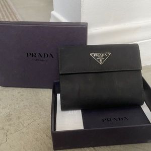 PRADA Classic Nylon Tri Fold Black Wallet
